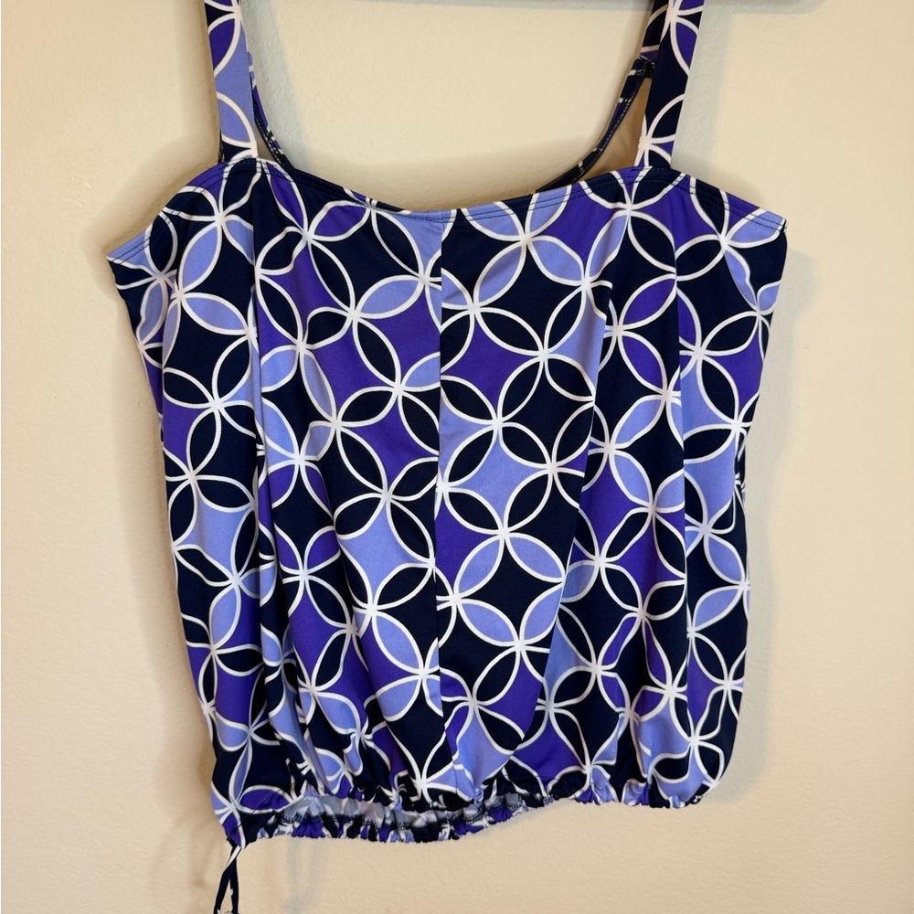 Chic Colorful Women’s Size 18 Drawstring Blouson Swimsuit Top! - Picture 3 of 7